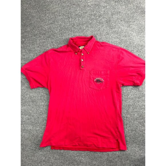 Vintage Tommy Bahama Polo Shirt Men's Large Red Short Sleeve Pocket - Picture 1 of 10